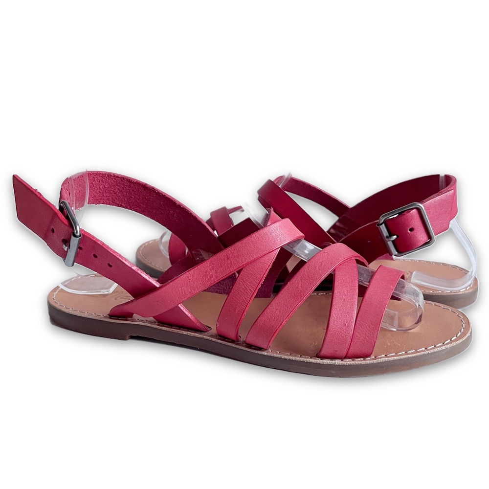 Madewell Boardwalk Multi-Strap Leather Sandals 6.5 Red G2006 Classic Salt Water